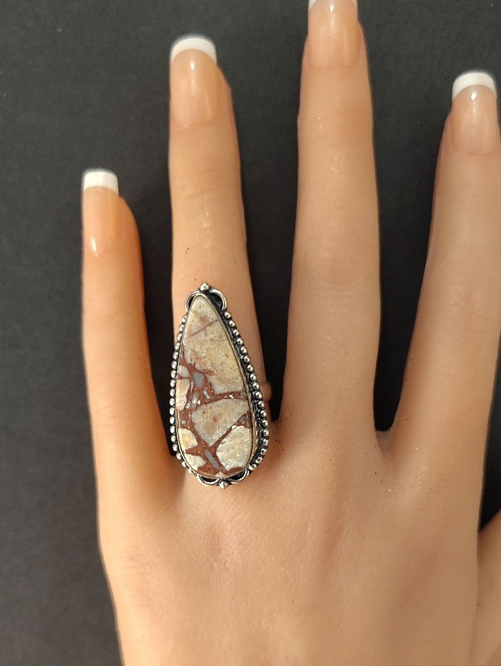 Brecciated Jasper 925 Gemstone Ring - Size 6 - Picture 8 of 8